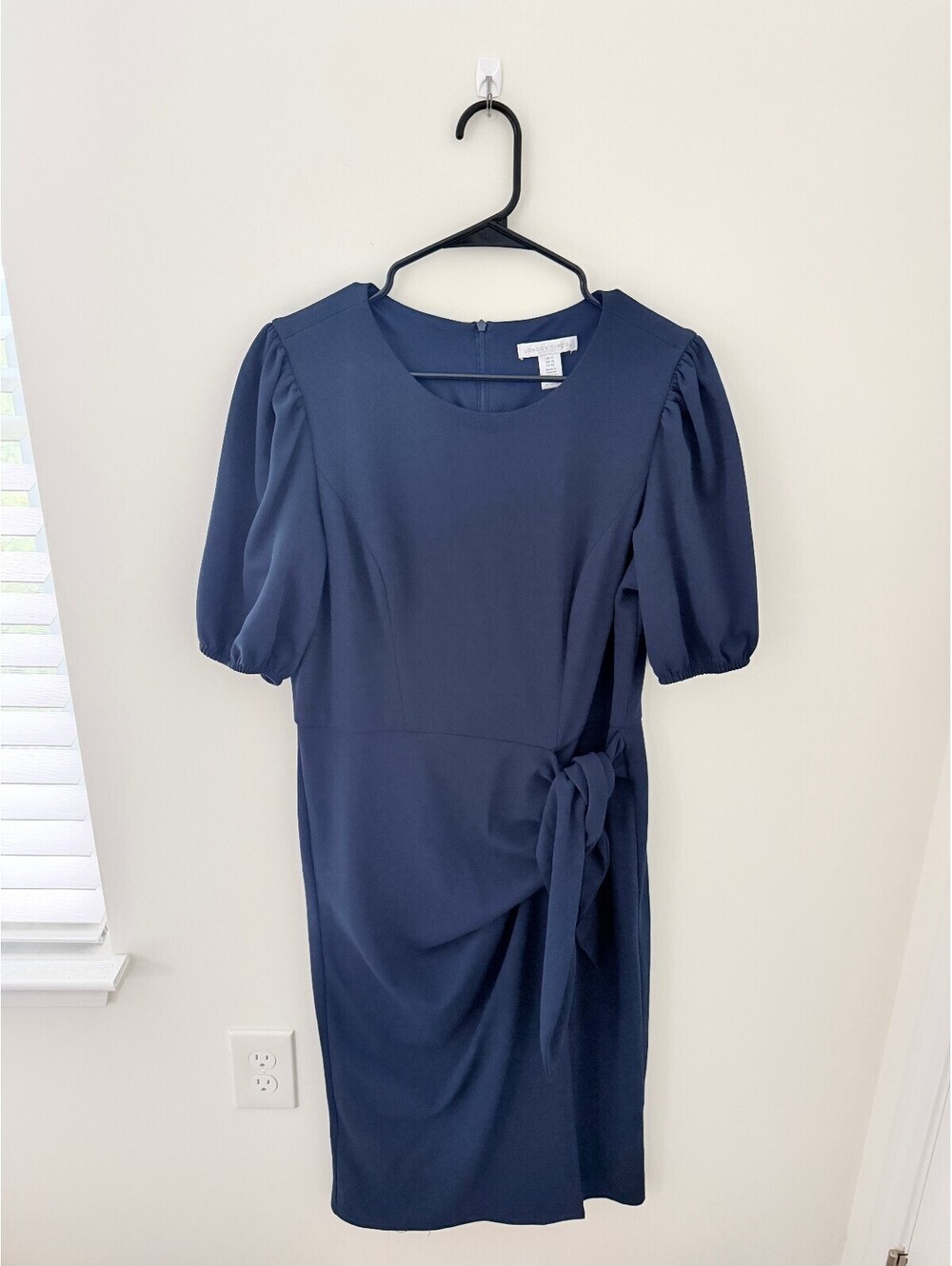 London Times Navy Tie-Waist Sheath Dress| Size: 12